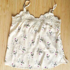 Abercrombie & Fitch Lace-Trim Cami - Soft Yellow Flowers, Size XS